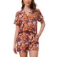 thumbnail image 1 of Conjuntos hawaianos para mujeres de regreso a clases 2 piezas camisa con botones y pantalones cortos florales trajes casuales de playa para vacaciones tropicales 2026 L Naranja Rosa, 1 of 5