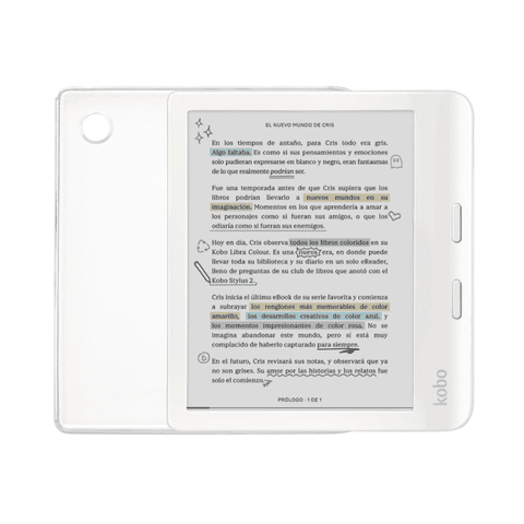 Lector E Reader Kobo Libra Colour Blanco Con Funda Clear