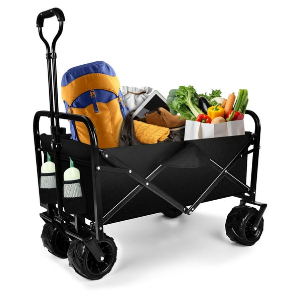 YSSOA - Carrito plegable para playa, con ruedas grandes, para arena, resistente, para jardín, portátil, con asa ajustable, para comestibles y camping