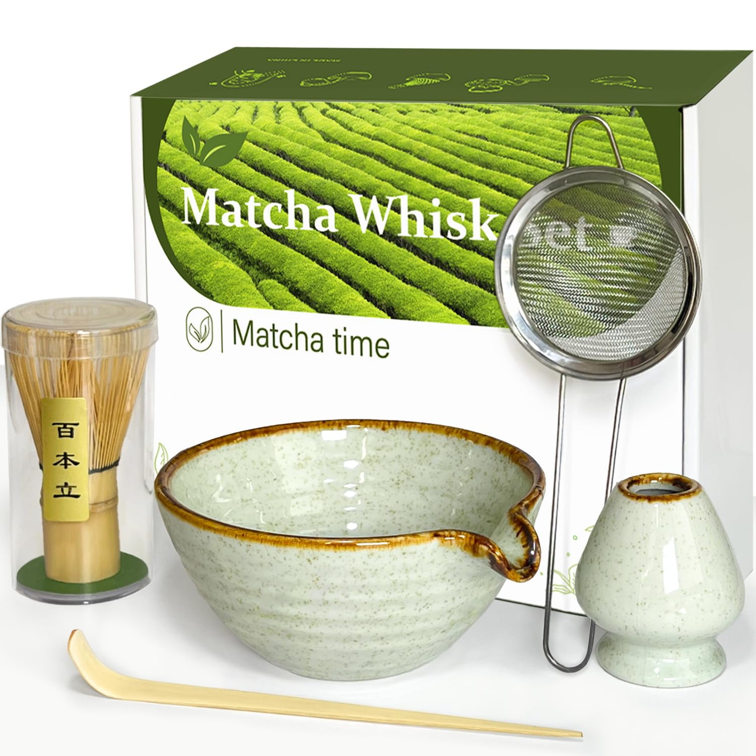 Juego De Batidores De Matcha Vaiheng Matcha Bowl, Soporte Para Batidores De Bambú