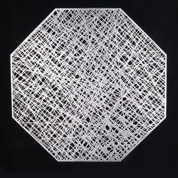 Manteles individuales octogonales huecos de vinilo antideslizantes con aislamiento térmico para mesa de cocina (octagonales dorados, 6 unidades)