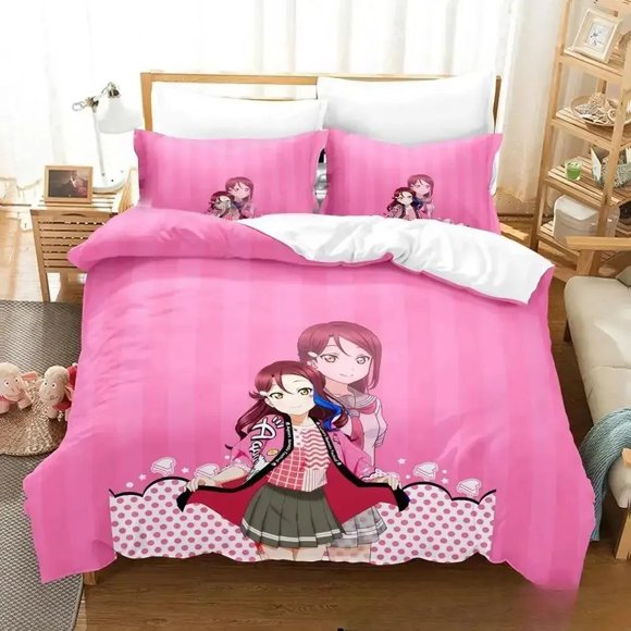 LoveLive! Sunshine! Bedding Set Duvet Cover Bed Set Quilt Cover Pillowcase Comforter Size Boys Adult Bed Sheets