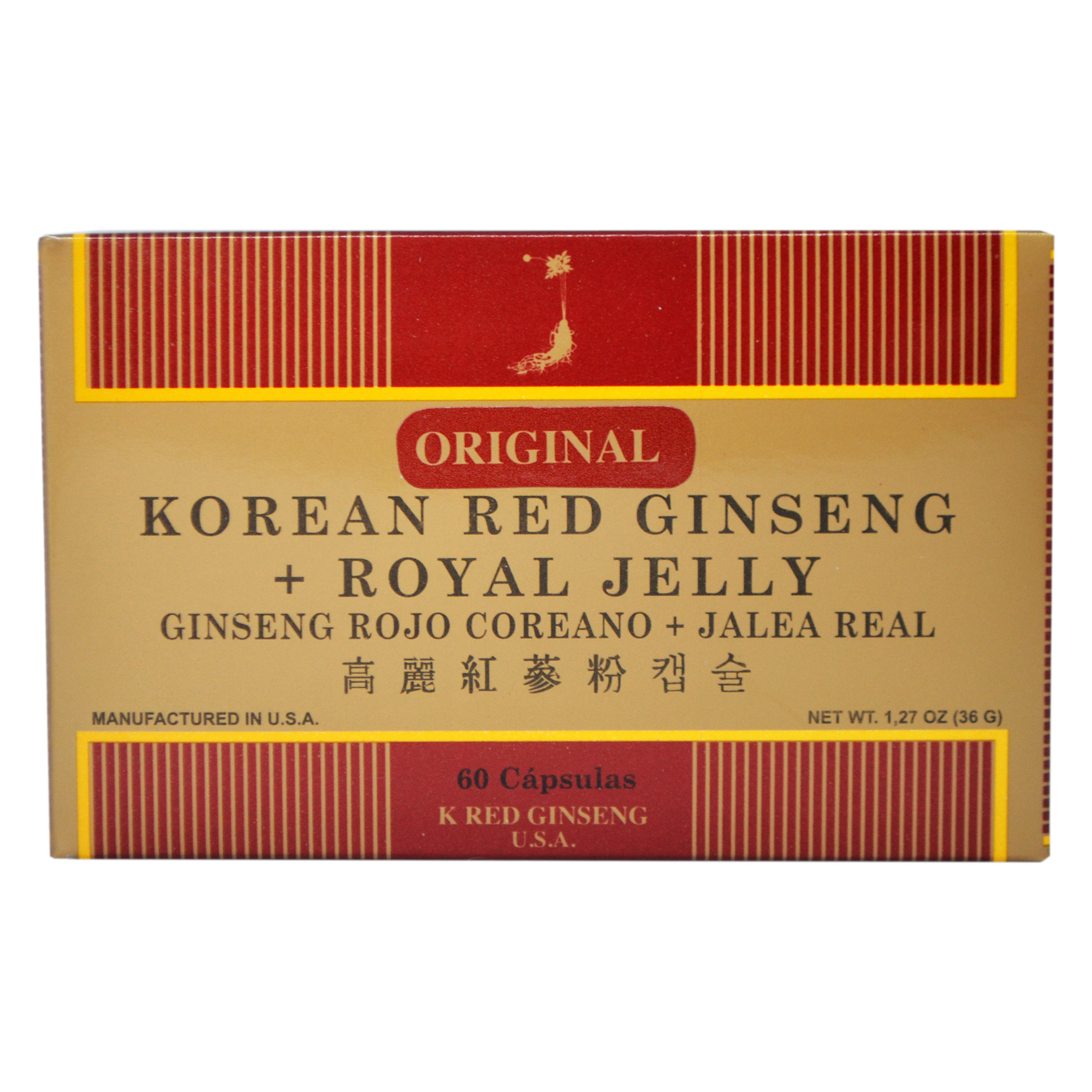 Korean Red Ginseng - Energizante - Ginseng Koreano + Jalea Real X 60 Capsulas