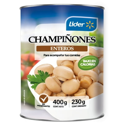 Champiñones Enteros Drenado 230 G - Neto 400 G Lider
