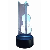 Lelumania - Lampara Ilusion 3D Violín De 7 Colores, Base Touch