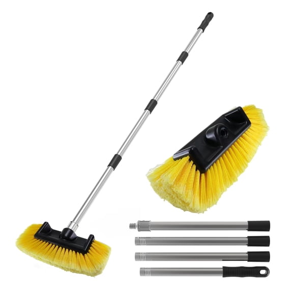 Cepillo de lavado de autos YULOOSI de 5 caras, mango extensible 142 cm, cabeza de 30 cm con cerdas super suaves