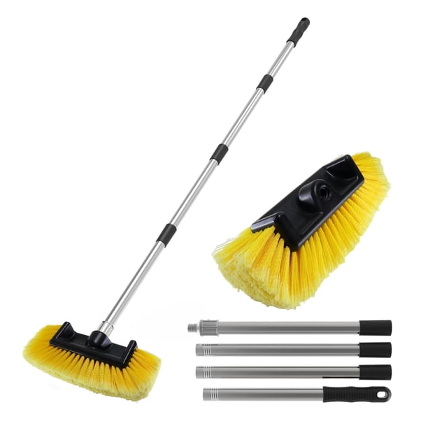 Cepillo de lavado de autos YULOOSI de 5 caras, mango extensible 142 cm, cabeza de 30 cm con cerdas super suaves