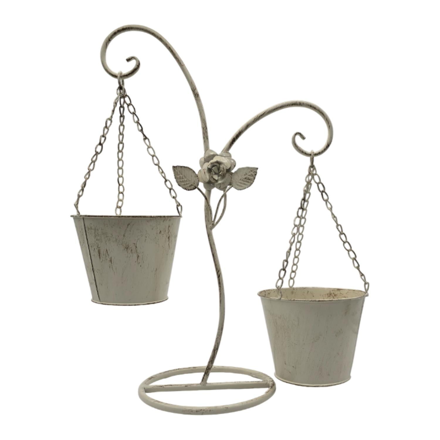 Fliperex - Porta Macetero Pedestal Colgante Beige Vintage Maceta Planta Beige