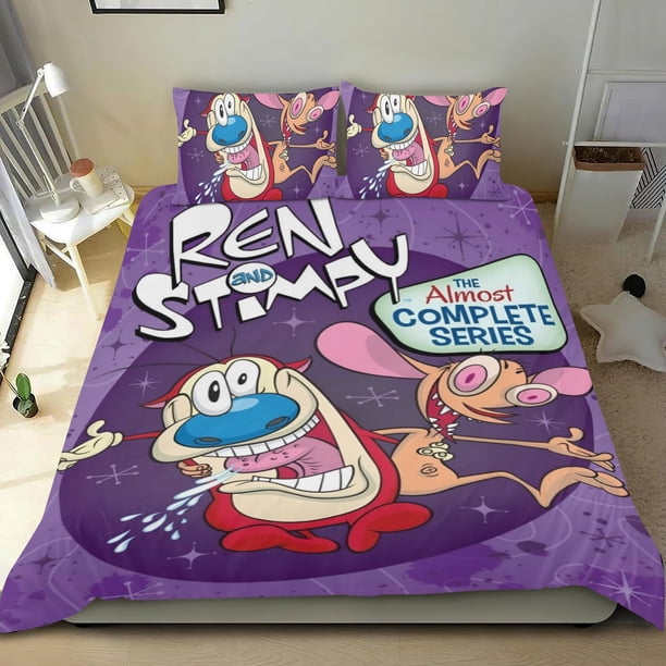 Ren & Stimpy Conjunto de sábanas temático, trío de piezas, cómodo y amigable con la piel, diseño único, regalo de decoración para el hogar para familiares, amigos y fans,140cm *210cm