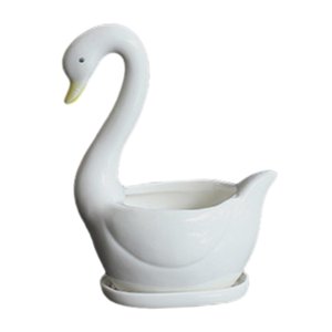 Ioensy - Maceta De Cerámica Con Forma De Cisne Blanco, Maceta Suculenta Para Bonsái Decorativo Para El Hogar