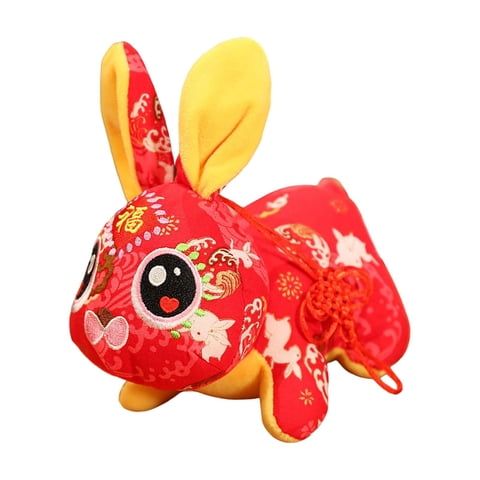 Bothyi - Lindo Año Nuevo Chino Conejo De Peluche De Juguete Conejito Muñeca Vacaciones Animales De Peluche 20 Cm Rojo