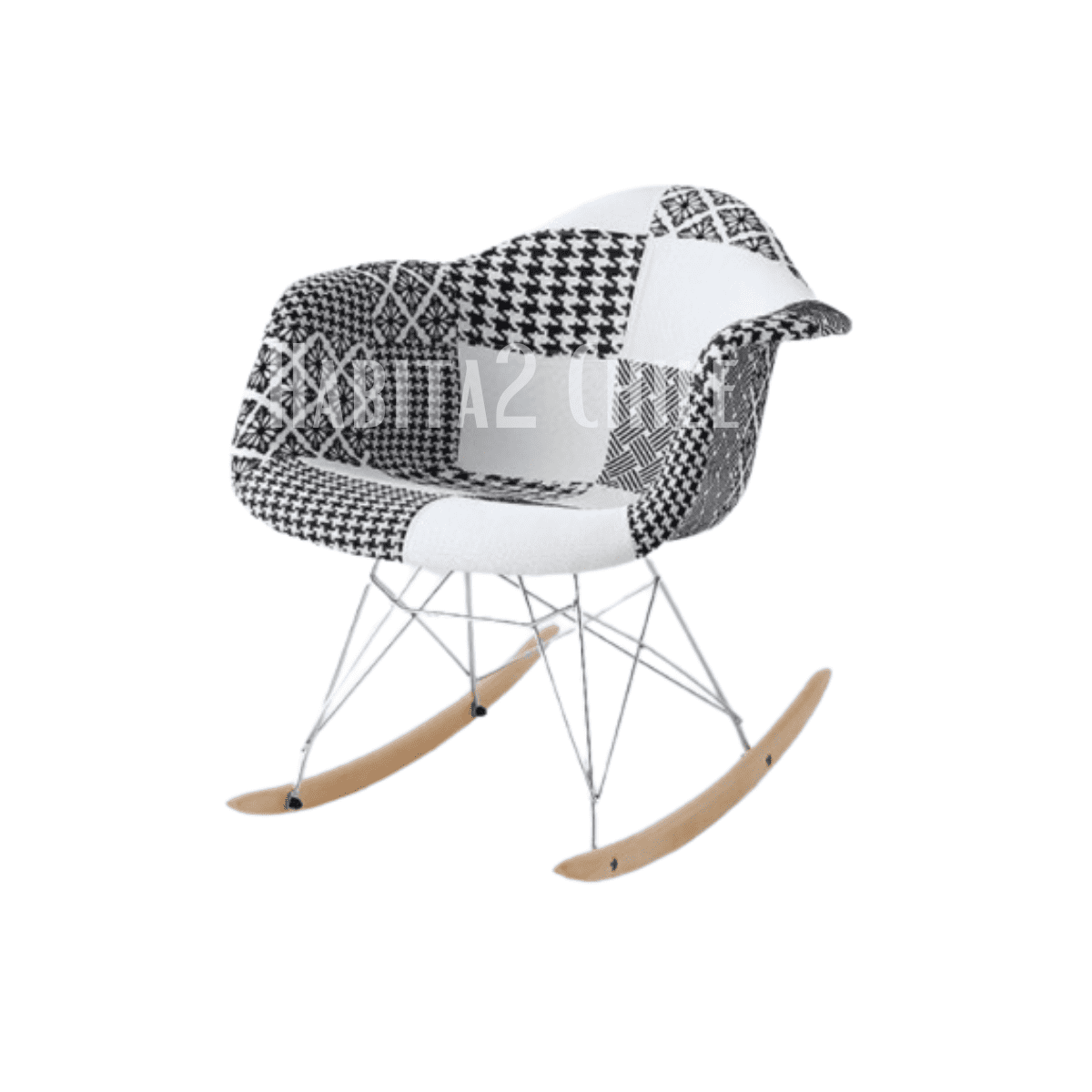 Habita2 Chile - Mecedora Silla Rocking Asiento Patch Chenille - Chess