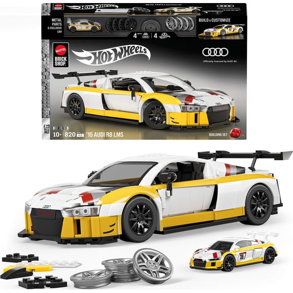 Set de construcción Mattel Brick Shop Hot Wheels Elite Audi R8 LMS