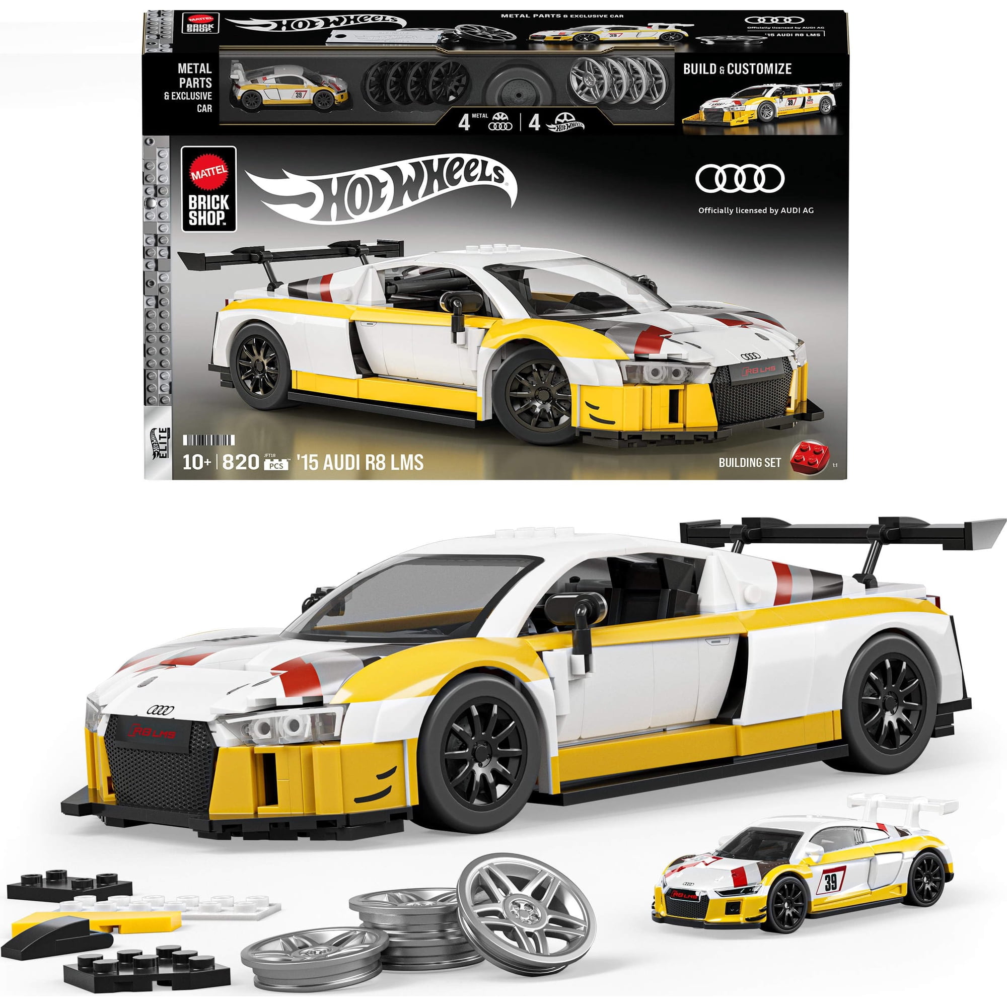 Set De Construcción Mattel Brick Shop Hot Wheels Elite Audi R8 Lms