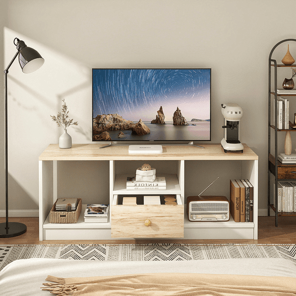 Rack TV Para TV Pequeño Hasta 43 90x30x40 Cm Con 1 Cajón Blanco/madera