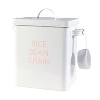 Bothyi - Cubo De Almacenamiento De Alimentos De Gran Capacidad Para Granos, Cereales, Harina, Arroz, Té, Contenedor Blanco