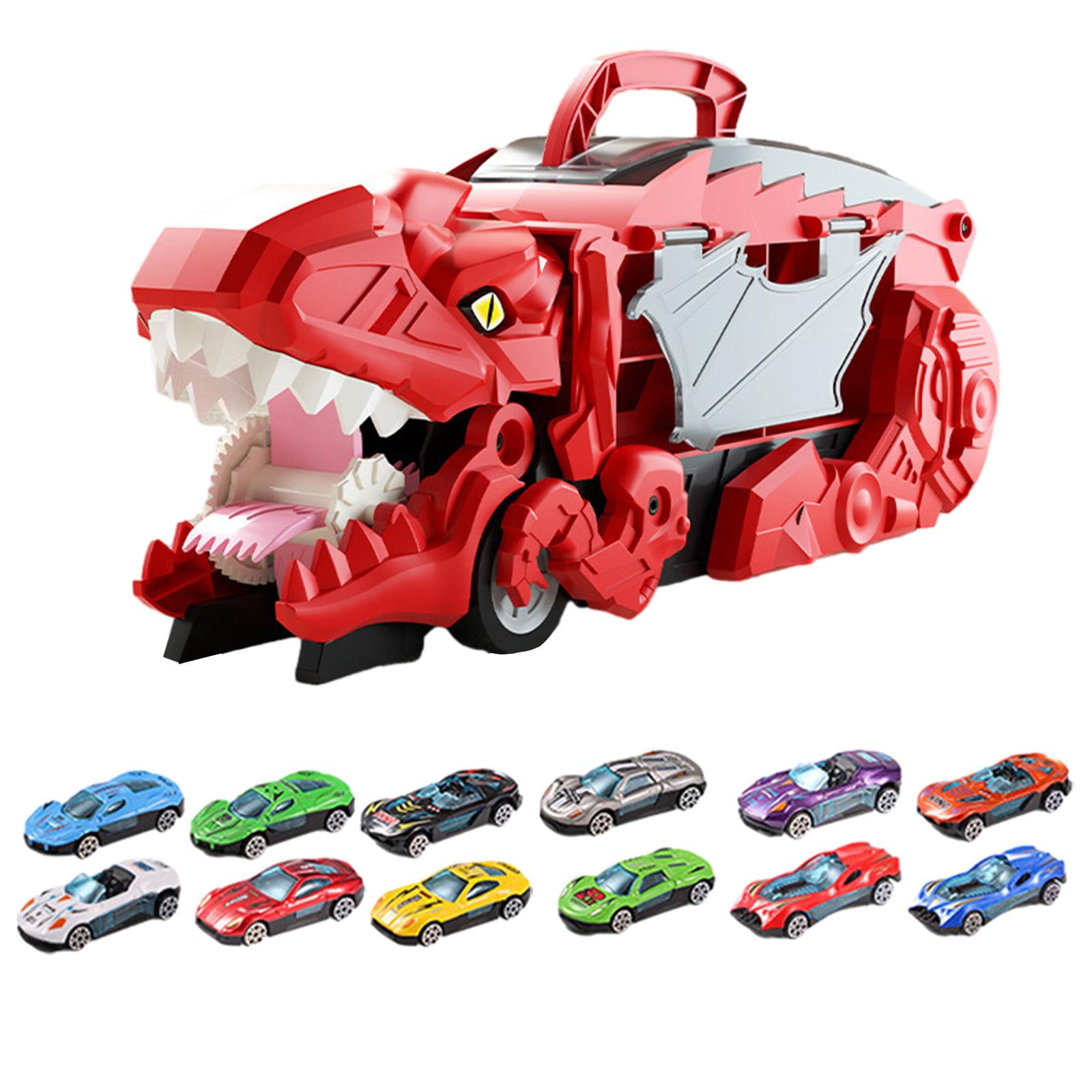 Magideal - Coche De Dinosaurio , Juguete De Camión Para Niños, Juguete De Transformación De Dinosaurio, Juguete De Vehículo Dinosaurio Para Niños Y Rojo