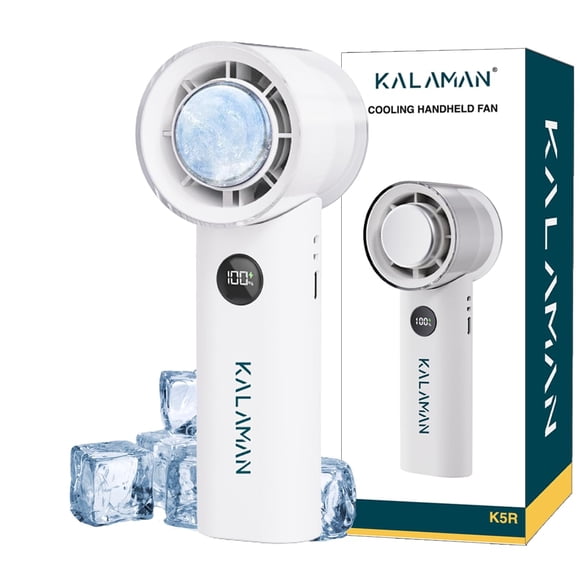 Ventilador portátil KALAMAN de 5000 mAh recargable 15 h blanco