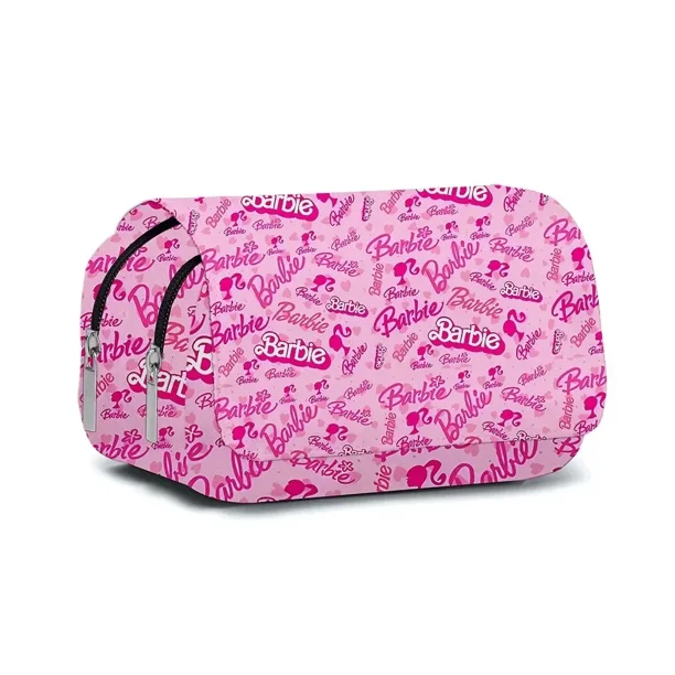 HOT MINISO Barbie Two Dimensions Printed Schoolbag Double-layer Flip-top Pen Bag Children's Stationery Kawaii Cartoon School Bag