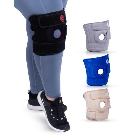 Rodillera KARM, talla grande, ajustable para hombres y mujeres, color negro