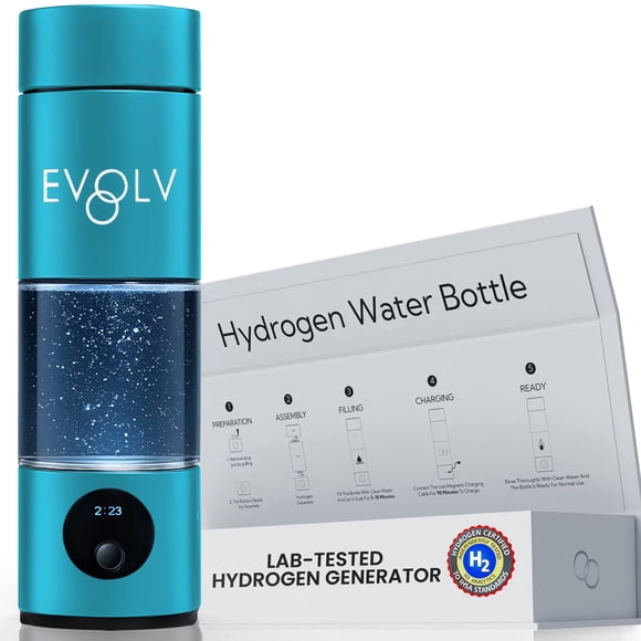 Botella de agua hidrogenada EVOLV SPE PEM 8 oz 5,4 PPM turquesa