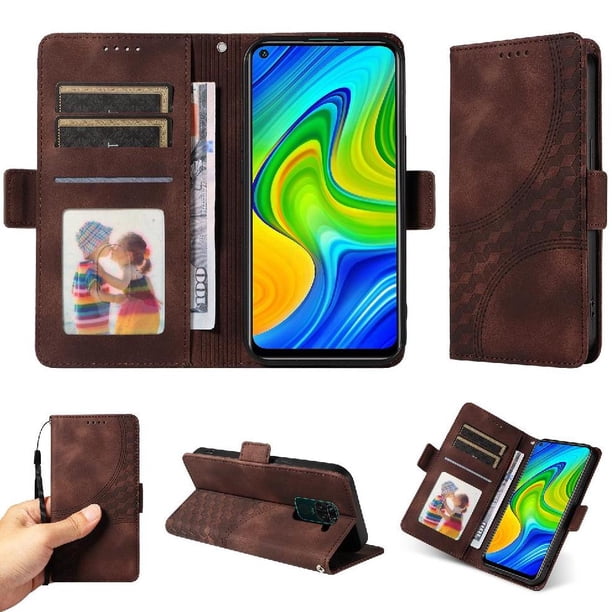 Carcasa FOXDOCK Xiaomi Redmi Note 9 4G de cuero PU, diseño acolchado clásico, protección contra caídas y rayones