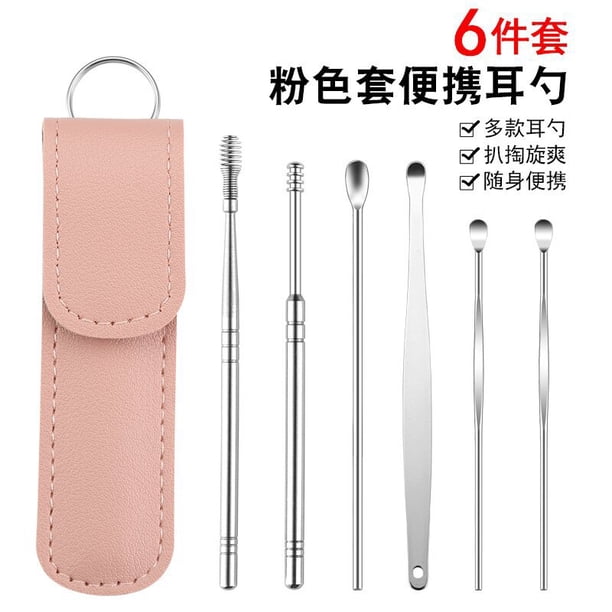 6PCS Ear Cleaner Wax Removal Tool Earpick Sticks Earwax Remover Curette Ear Pick Cleaning Ear Cleanser Spoon Health Care Earpick
