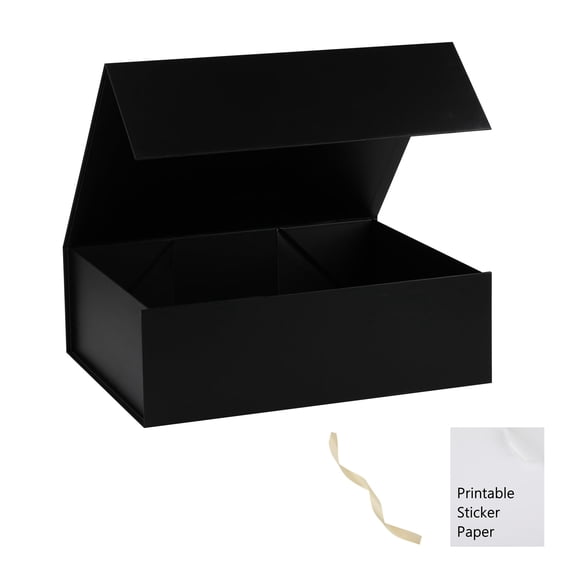 Caja de Regalo MUMUPACK 33x28x13 cm Negra con Cinta y Pegatinas