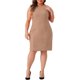 thumbnail image 1 of Agnes Orinda Vestido de Talla Grande para Mujer, Estilo Colegio, Sin Mangas, Cuello Barco, Casual, Recto, Lápiz, para Trabajo, 2X Caqui, 1 of 6