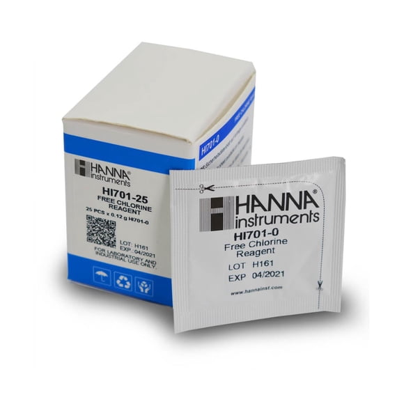 Reactivos WLR Industries HI701-25 para cloro libre, método DPD
