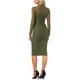 thumbnail image 3 of Vestido de malla INSPIRE CHIC para mujer con cuello simulado, manga larga, fruncido, cóctel, ajustado, talla L, verde oliva, 3 of 6