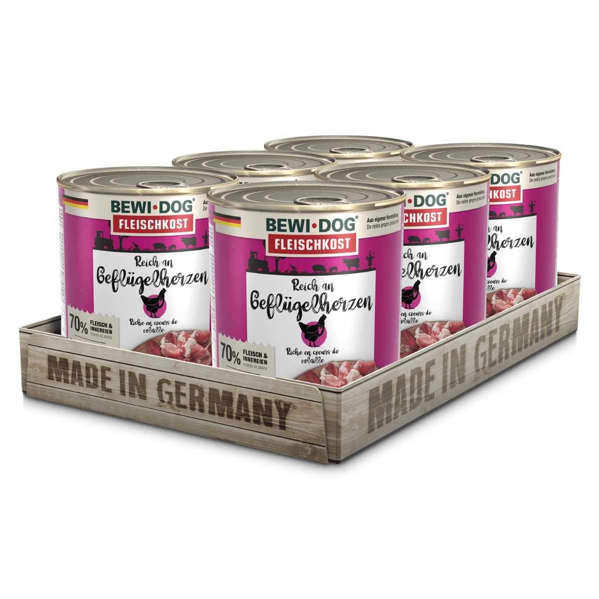 BewiDog Rico en Corazón de Ave, Alimento Húmedo para Perro, 6x800g