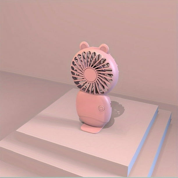 1pc Portable USB Chargeable Mini Fan, Handheld Fans With Base For Desktop, Outdoor Hand Hold Fan With Phone Holder