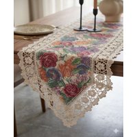 Todo Para El Hogar - Camino De Mesa Jacquard 40X180Cm Con Encaje