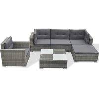 Conjunto De Sala De Jardín Casafoyer Poliratán Gris 6 Piezas