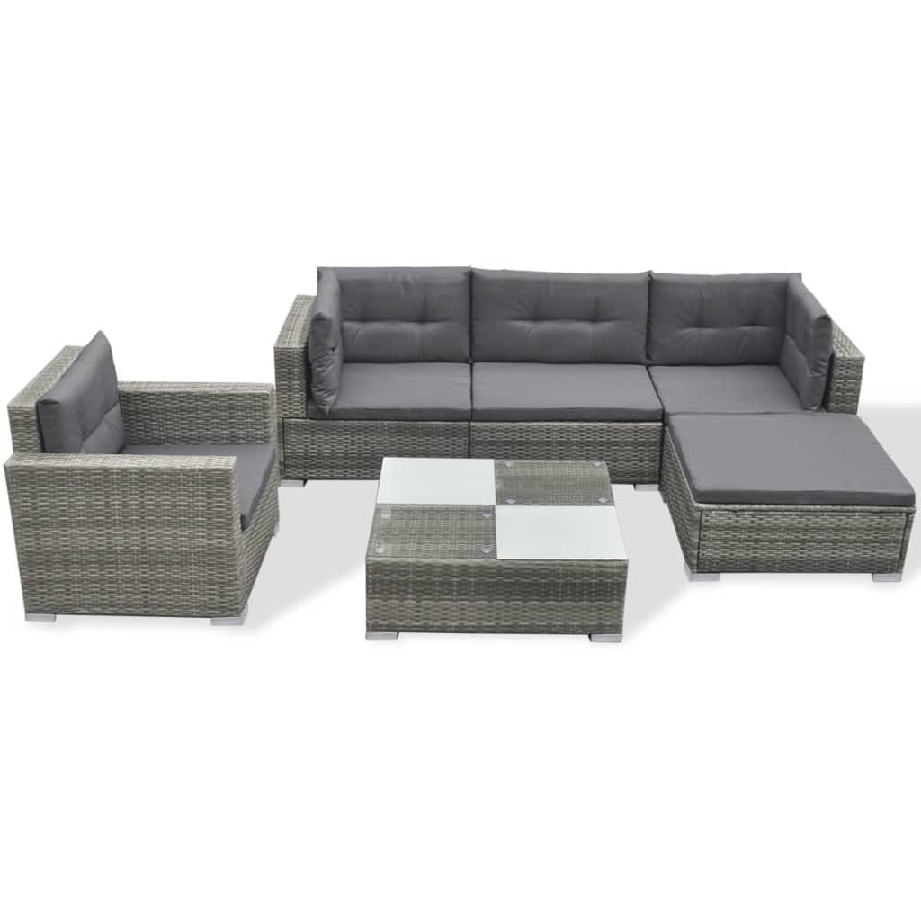 Conjunto De Sala De Jardín Casafoyer Poliratán Gris 6 Piezas