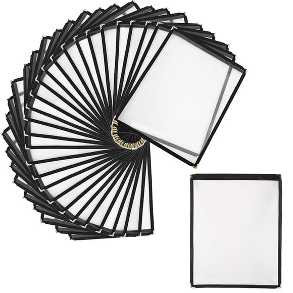 YaeKoo 30 Fundas para Menú de Una Página con Vista Doble y Esquinas Doradas para Restaurante 8.5"x11" Portamenús para Cocina y Café