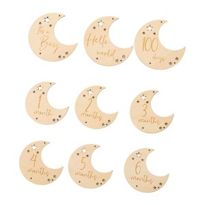 Bothyi - 9X Tarjeta Fotográfica De Hito De Madera De Pieza De Kilometraje De Doble Cara Para Bebés Y Niños Versión