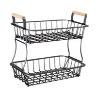 Magideal - Cesta De Frutas Para Encimera, Soporte Para Frutas, Soporte Para Servir De Gran Capacidad De 2 Niveles, Cuenco Para Servir Para Encimera, Sala De , Negro