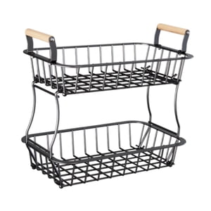 Magideal - Cesta De Frutas Para Encimera, Soporte Para Frutas, Soporte Para Servir De Gran Capacidad De 2 Niveles, Cuenco Para Servir Para Encimera, Sala De , Negro