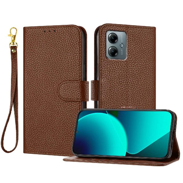 Funda Cartera para Motorola Moto G Power 2025 Tarjetero Soporte Magnético y Correa Marrón