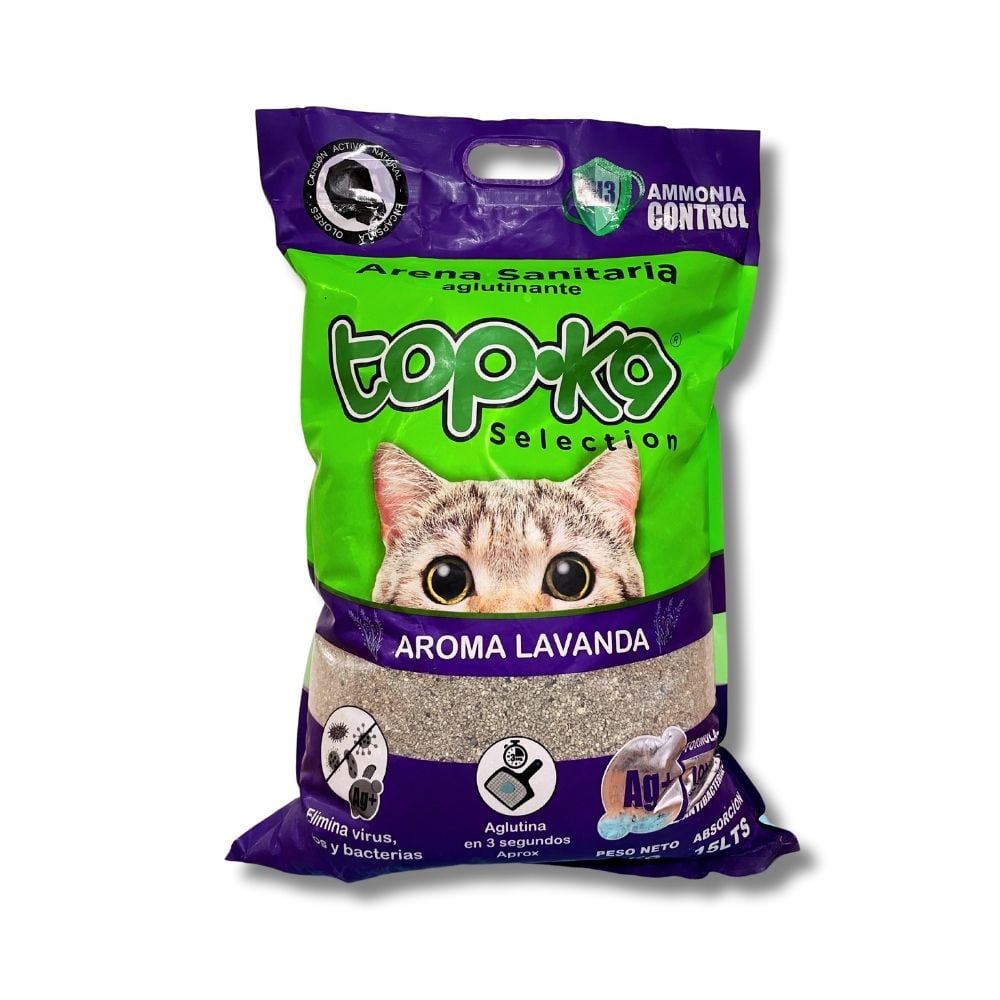 Topk9 - Arena Sanitaria Aglutinante Iones De Plata 10 Kg Lavanda