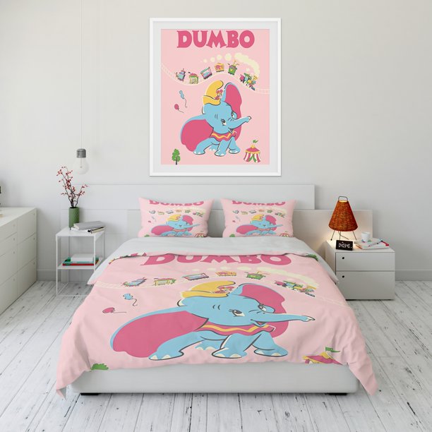 Dumbo Printed Bedding Set Cartoon Anime Microfiber Bed Set Pillowcase Adult Bed Cover Bedroom Bed Set Duvet Gift Bed Sheets