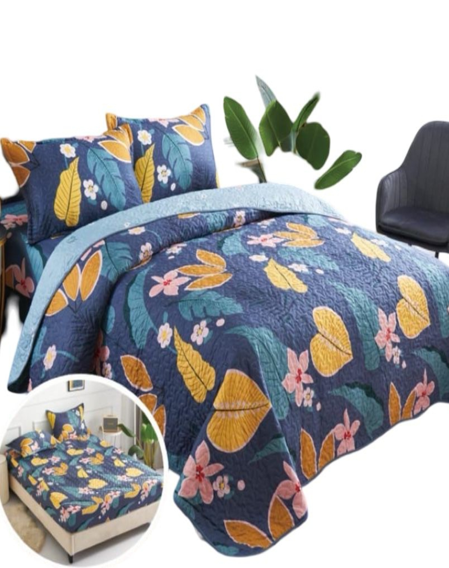 Genérico - Cubrecama Quilt 5 Piezas Con Sábana Incluida C8