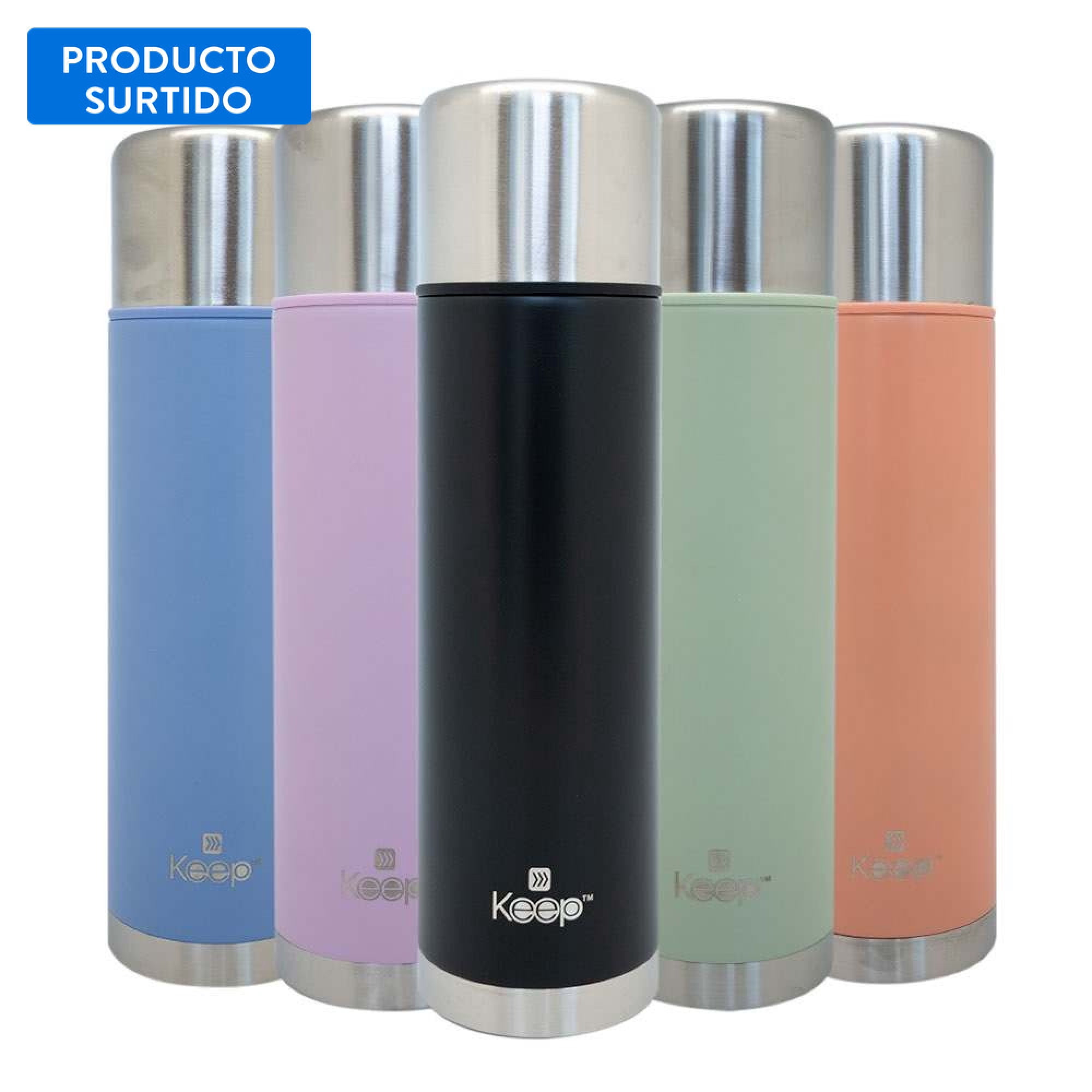 Termo bala con funda 500ML acero inoxidable, color surtido
