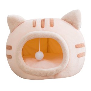 Ioensy - Lindo Gato Cama Para Dormir Gatito Tienda Cabaña Cojín Antideslizante Suministros Para Mascotas Rosa Medio