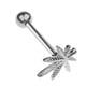 thumbnail image 2 of Lengua de acero inoxidable Barras de labios Anillos Barbell Piercing Hoja de arce 14G Plata, 2 of 5
