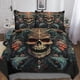 thumbnail image 1 of Juego de funda nórdica con calaveras y flores, juego de ropa de cama 3D, juego de funda de edredón con esqueleto malvado, funda de colcha de microfibra, juego de 3 piezas, funda de edredón c, 1 of 3