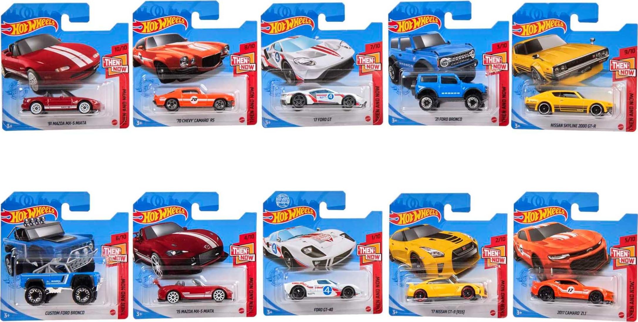 Toy Cars And Trucks Hot Wheels, Paquete De 10 Unidades, Escala 1:64 Para Niños