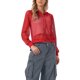 thumbnail image 1 of INSPIRE CHIC Chaqueta con puños acanalados para mujer, sudadera con capucha, chaqueta bomber de malla, talla L, rojo, 1 of 6